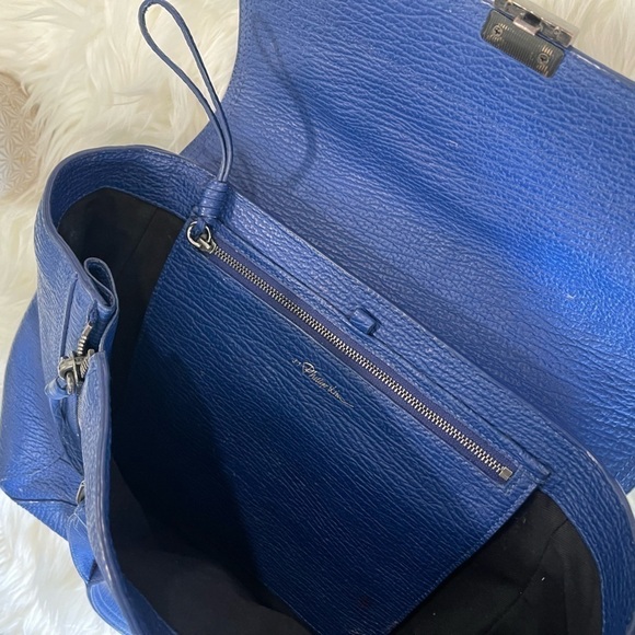 3.1 Phillip Lim Pashli Medium Calfskin Leather Satchel Royal Blue - Picture 15 of 16